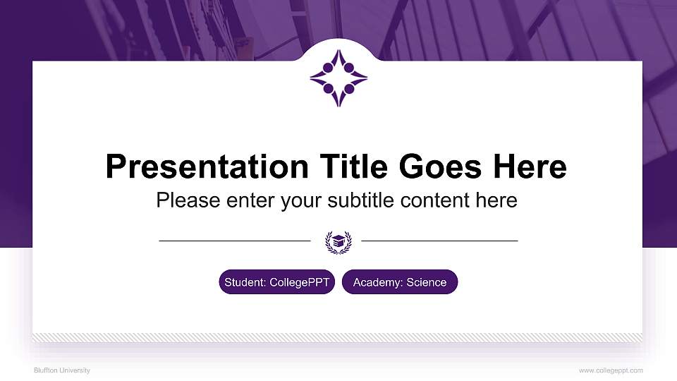 Bluffton University National Scholarship Defense PPT Template16:9 ratio PPT effect preview image