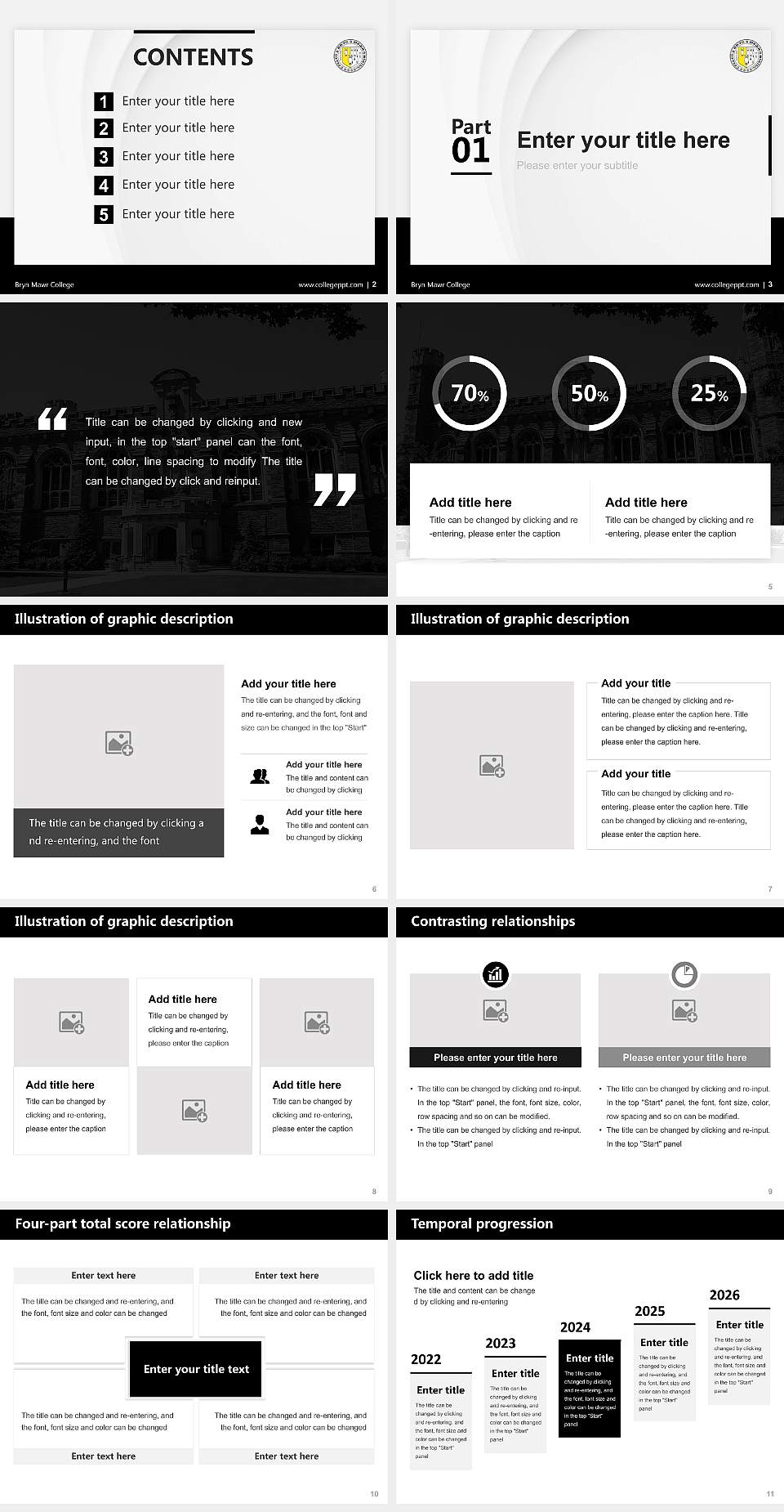 Bryn Mawr College Thesis Proposal/Graduation Defense PPT Template4:3 ratio PPT effect preview image2