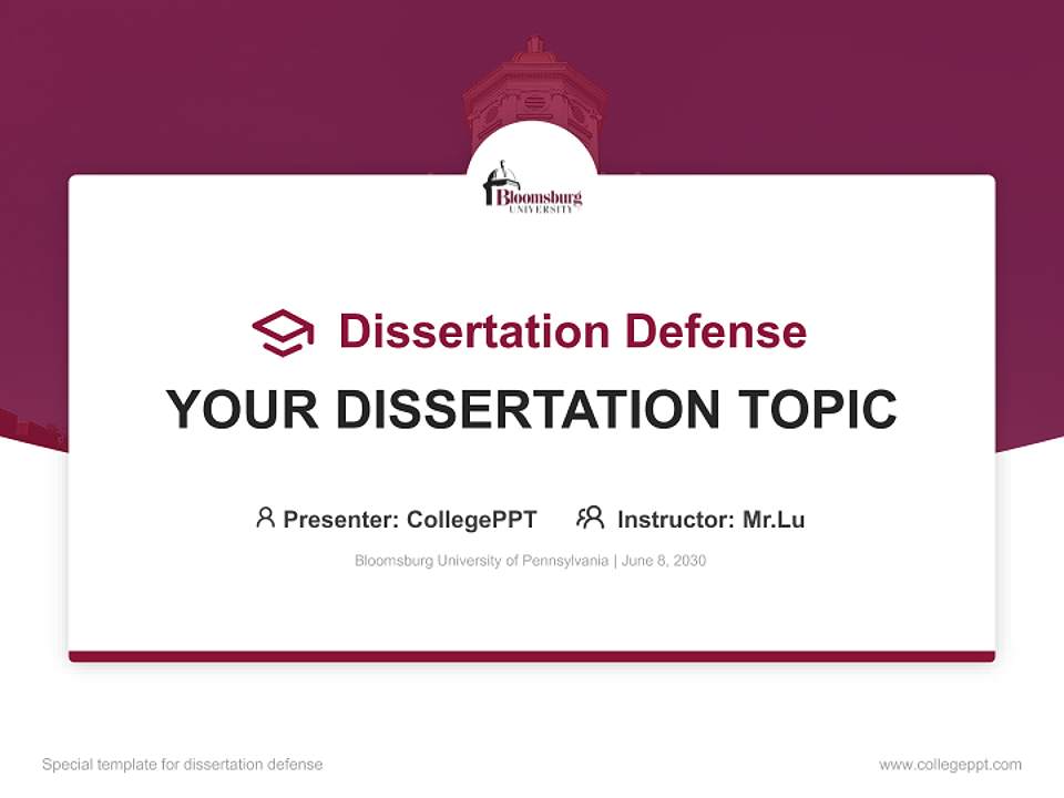 Bloomsburg University of Pennsylvania Graduation Thesis Defense PPT Template4:3 ratio PPT effect preview image7