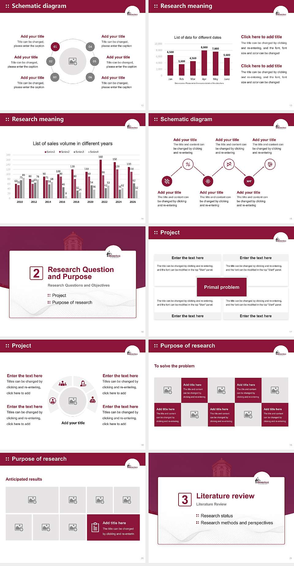 Bloomsburg University of Pennsylvania Graduation Thesis Defense PPT Template4:3 ratio PPT effect preview image3