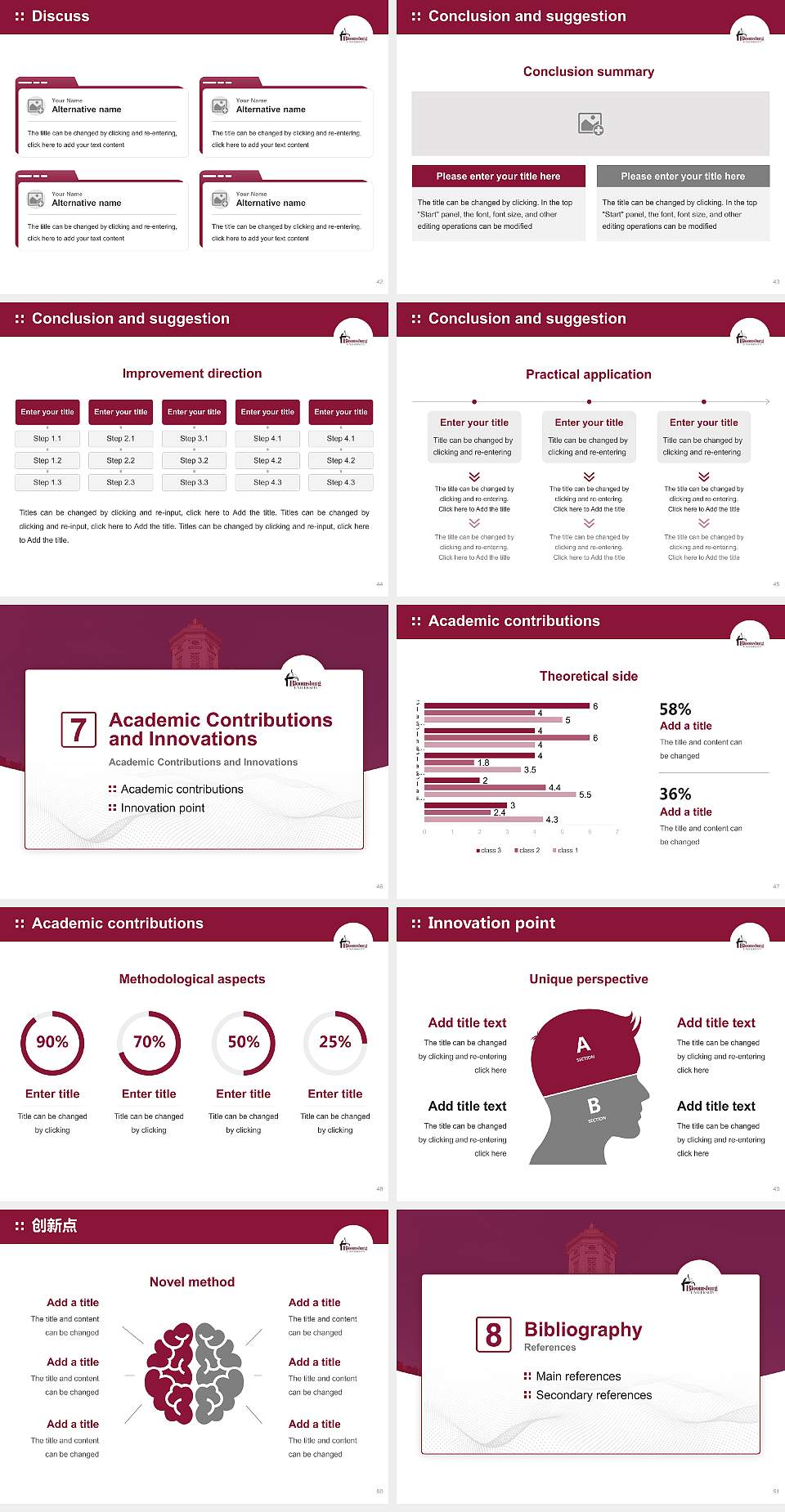 Bloomsburg University of Pennsylvania Graduation Thesis Defense PPT Template4:3 ratio PPT effect preview image6