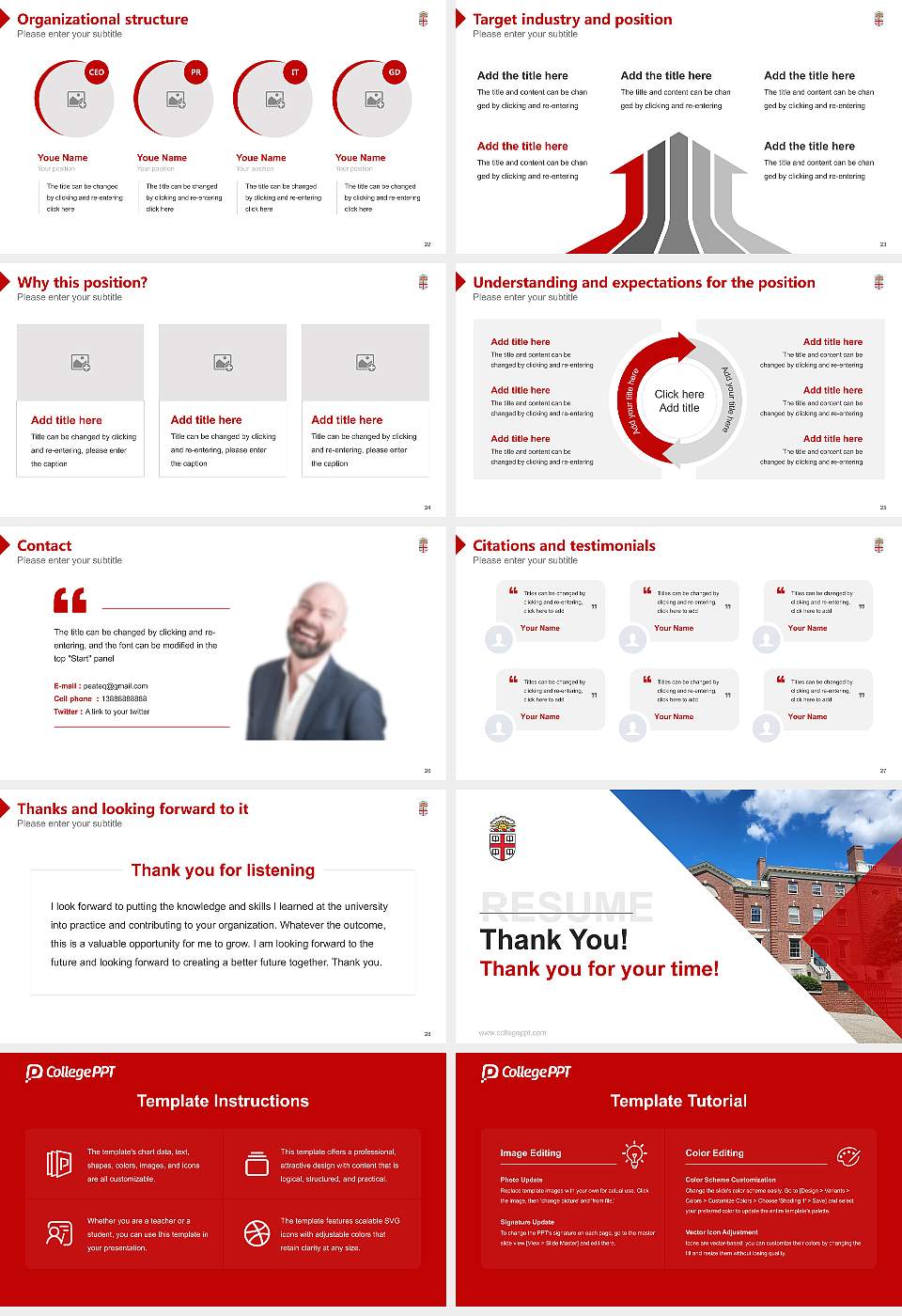 Brown University Resume PPT Template16:9 ratio PPT effect preview image4
