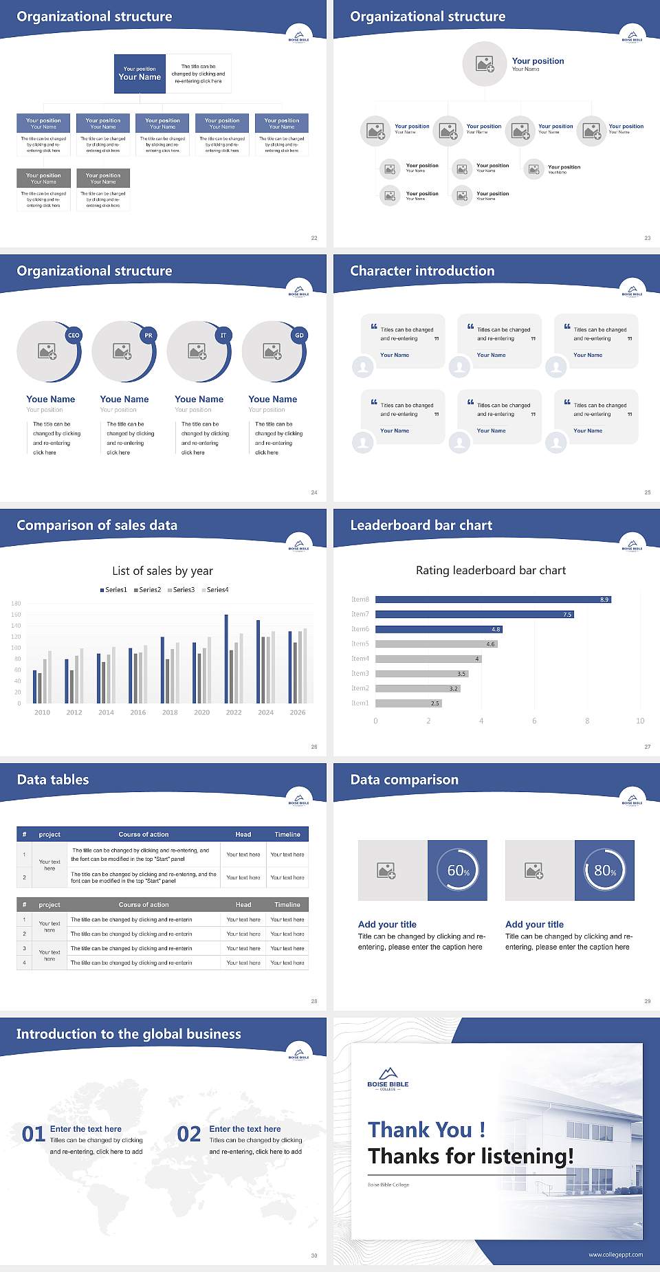 Boise Bible College Academic Presentation/Research Findings Report PPT Template4:3 ratio PPT effect preview image4