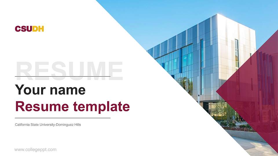 California State University-Dominguez Hills Resume PPT Template16:9 ratio PPT effect preview image
