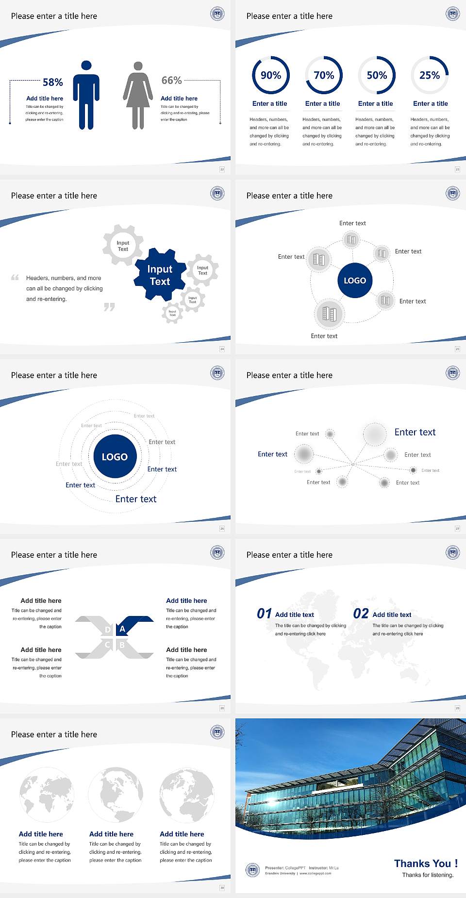 Brandeis University Course/Courseware Creation PPT Template4:3 ratio PPT effect preview image4