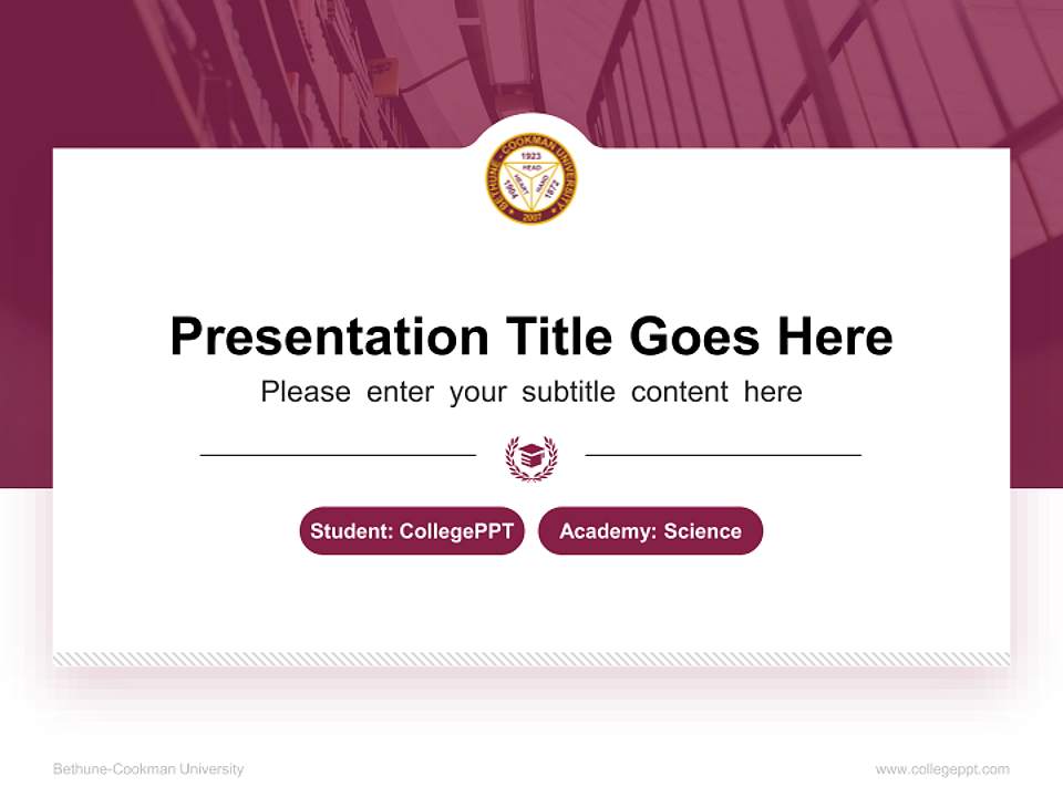 Bethune-Cookman University National Scholarship Defense PPT Template4:3 ratio PPT effect preview image4