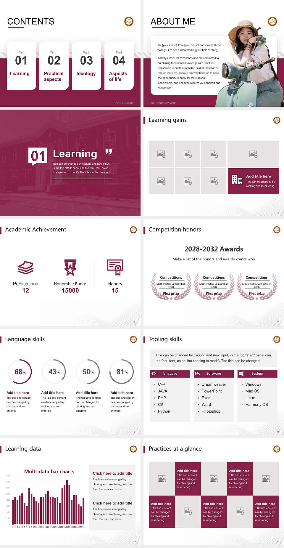 Bethune-Cookman University National Scholarship Defense PPT Template4:3 ratio PPT effect preview image2