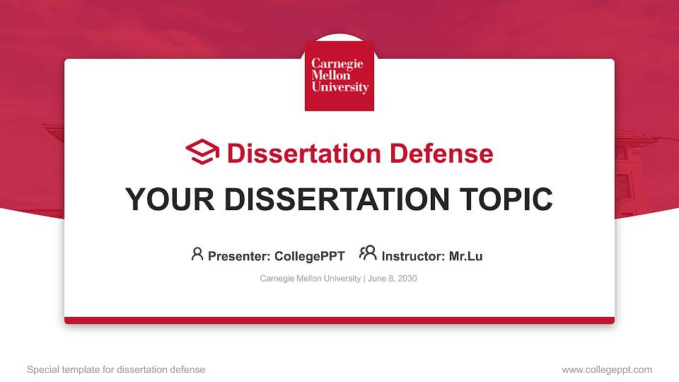 Carnegie Mellon University Graduation Thesis Defense PPT Template16:9 ratio PPT effect preview image