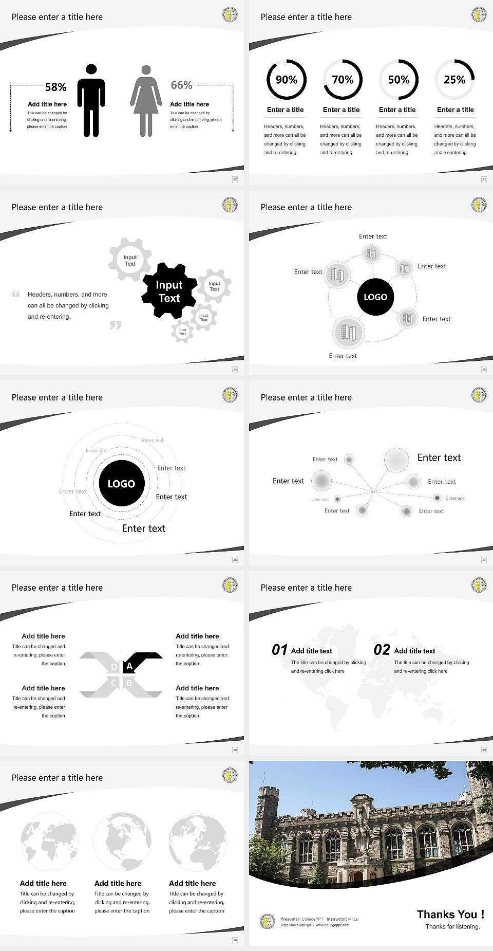 Bryn Mawr College Course/Courseware Creation PPT Template4:3 ratio PPT effect preview image4