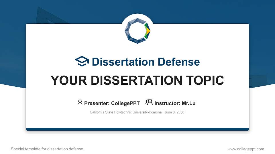 California State Polytechnic University-Pomona Graduation Thesis Defense PPT Template16:9 ratio PPT effect preview image
