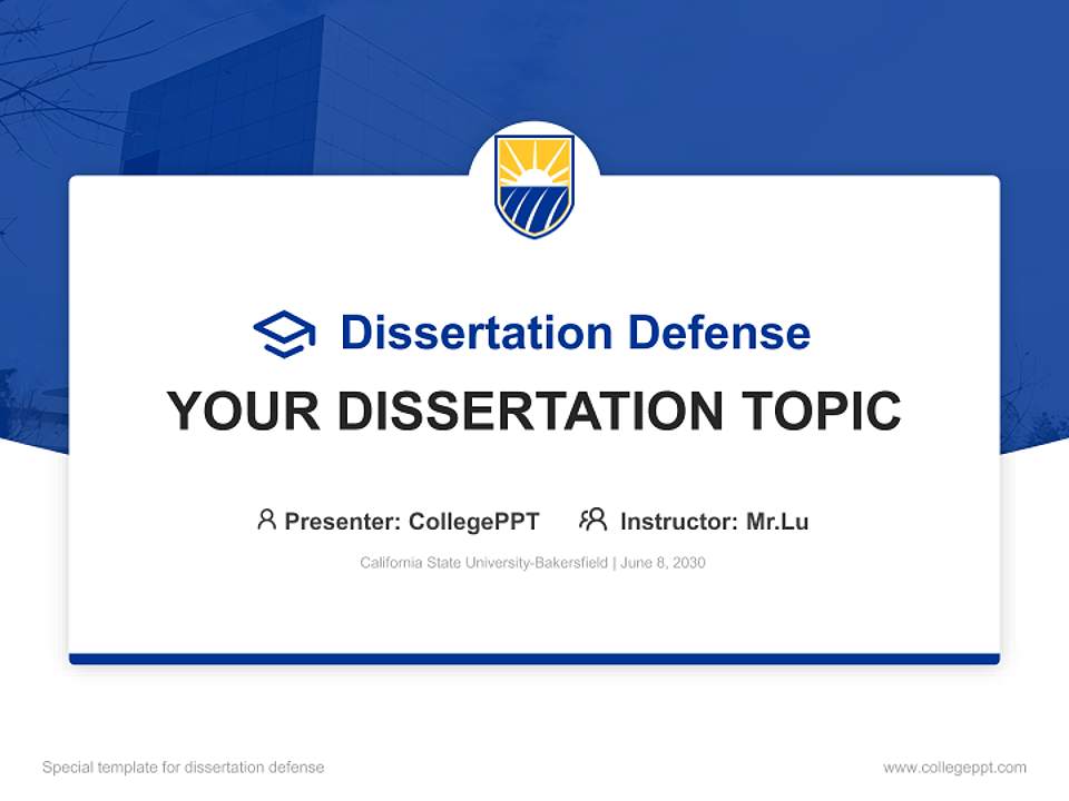 California State University-Bakersfield Graduation Thesis Defense PPT Template4:3 ratio PPT effect preview image7
