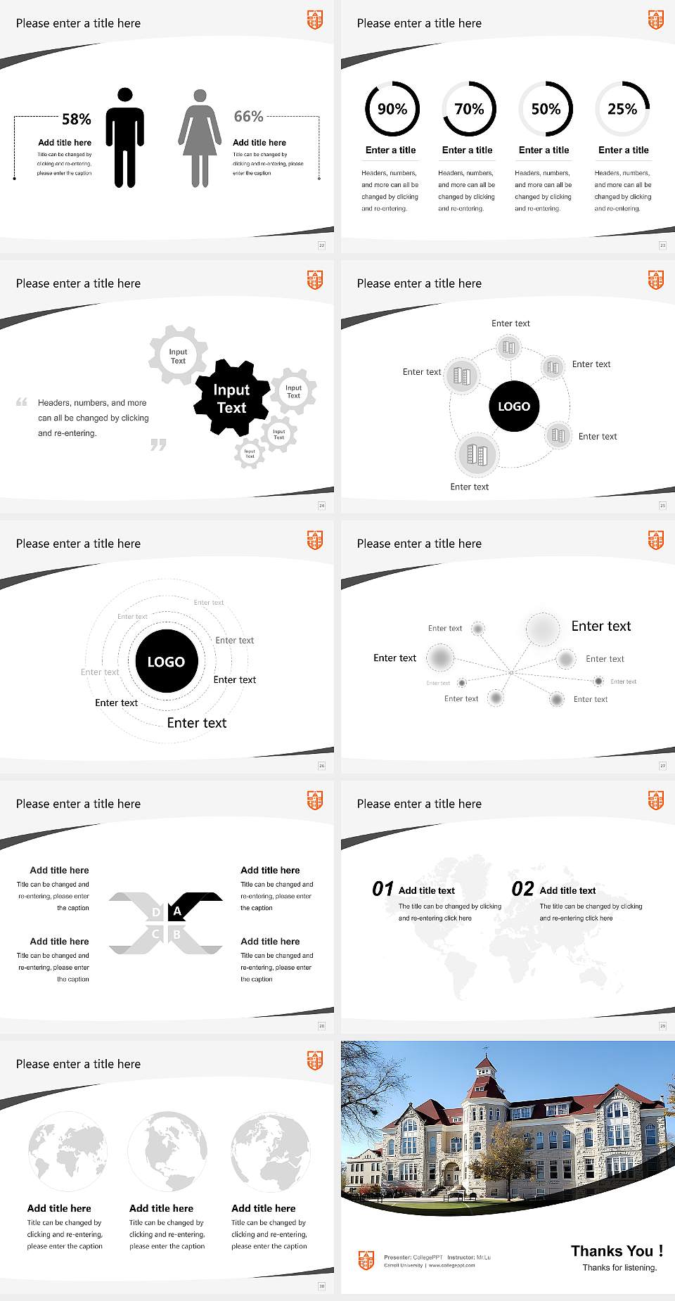 Carroll University Course/Courseware Creation PPT Template4:3 ratio PPT effect preview image4