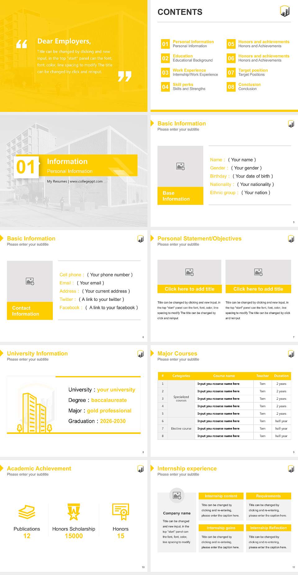 California State University-Los Angeles Resume PPT Template4:3 ratio PPT effect preview image2