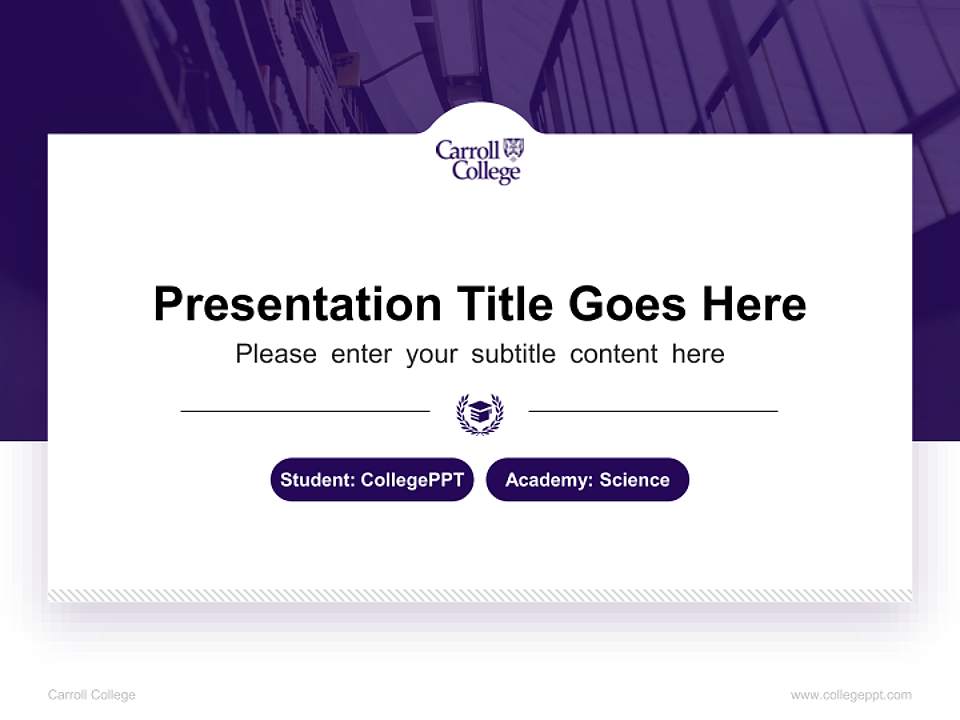 Carroll College National Scholarship Defense PPT Template4:3 ratio PPT effect preview image4
