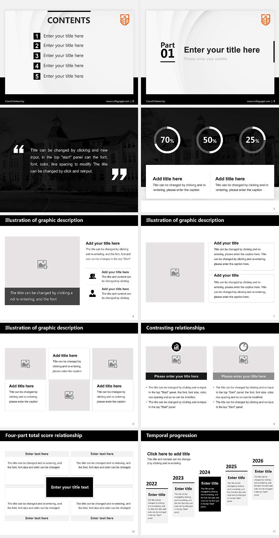 Carroll University Thesis Proposal/Graduation Defense PPT Template4:3 ratio PPT effect preview image2