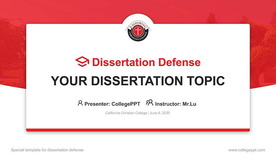California Christian College Graduation Thesis Defense PPT Template16:9 ratio PPT effect preview image