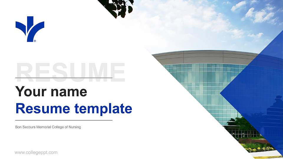 Bon Secours Memorial College of Nursing Resume PPT Template16:9 ratio PPT effect preview image