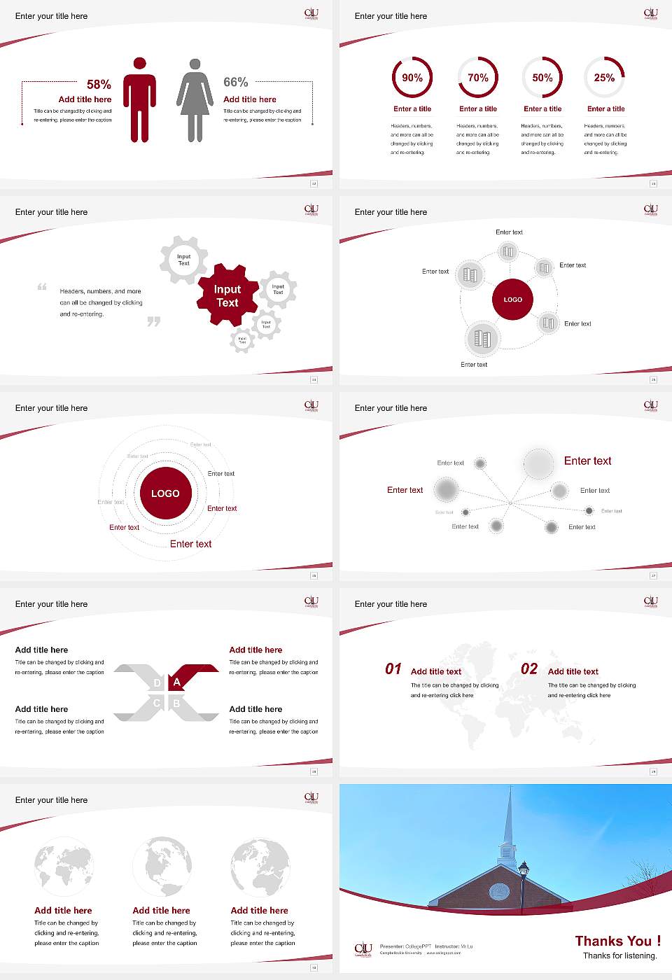 Campbellsville University Course/Courseware Creation PPT Template16:9 ratio PPT effect preview image4