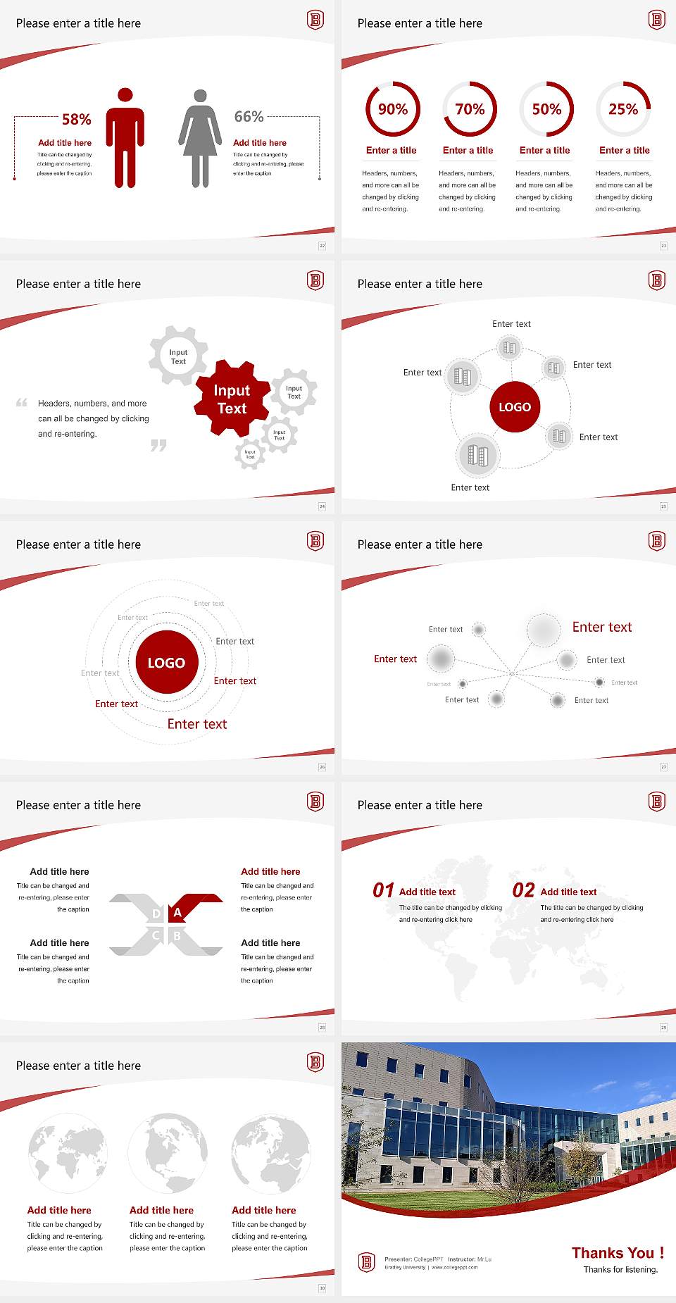 Bradley University Course/Courseware Creation PPT Template4:3 ratio PPT effect preview image4