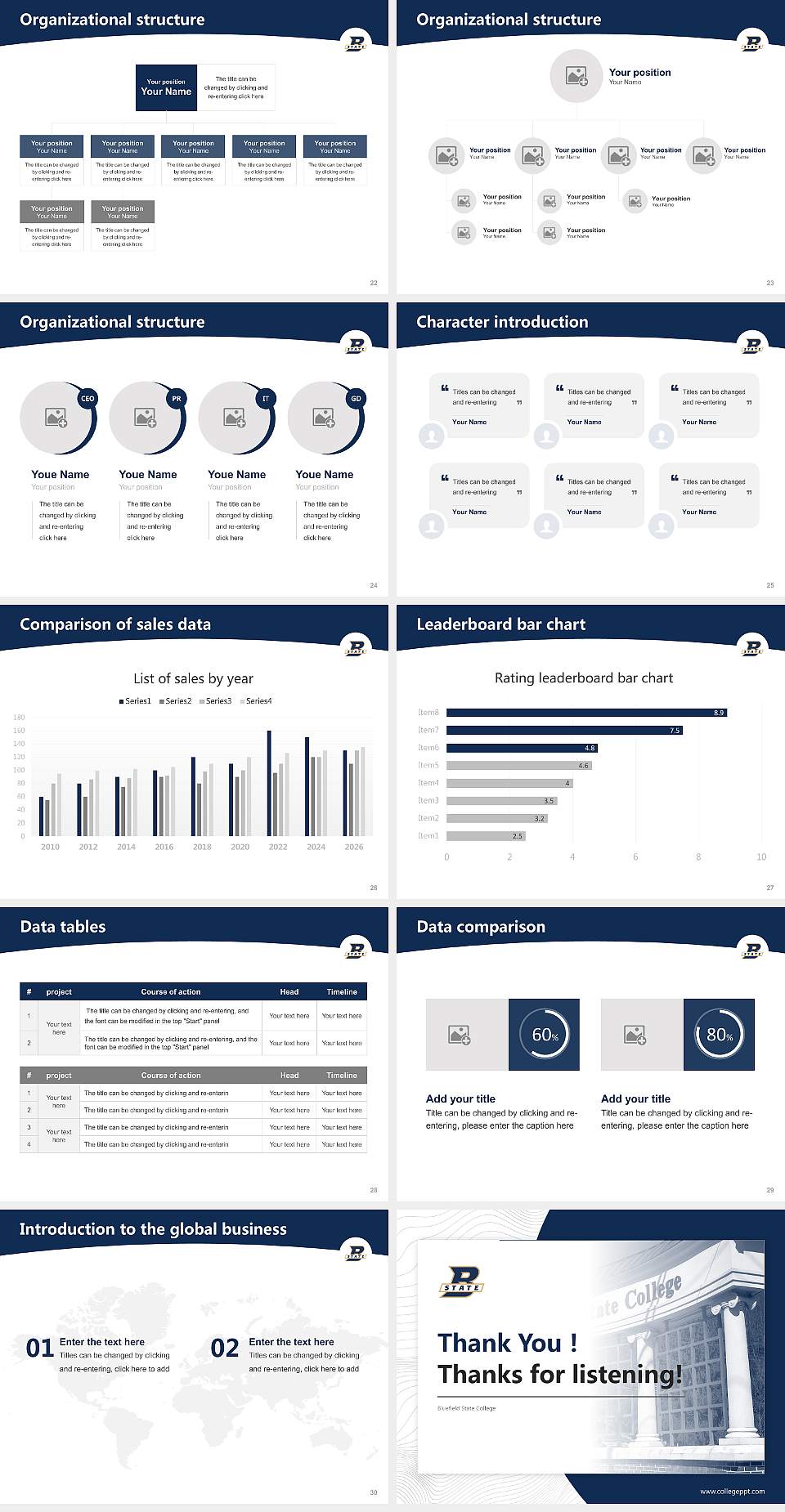 Bluefield State College Academic Presentation/Research Findings Report PPT Template4:3 ratio PPT effect preview image4
