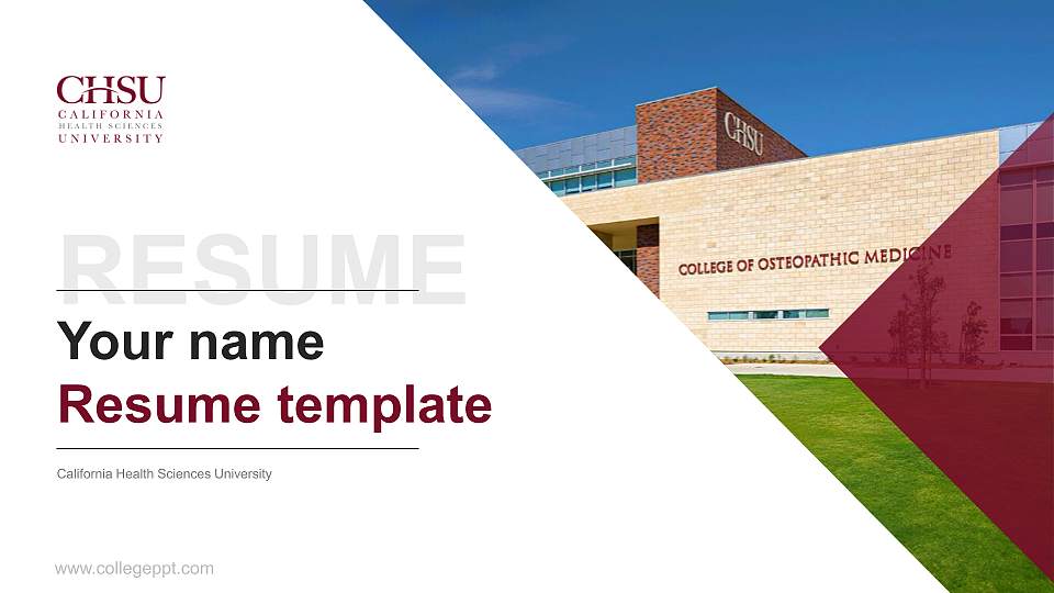 California Health Sciences University Resume PPT Template16:9 ratio PPT effect preview image