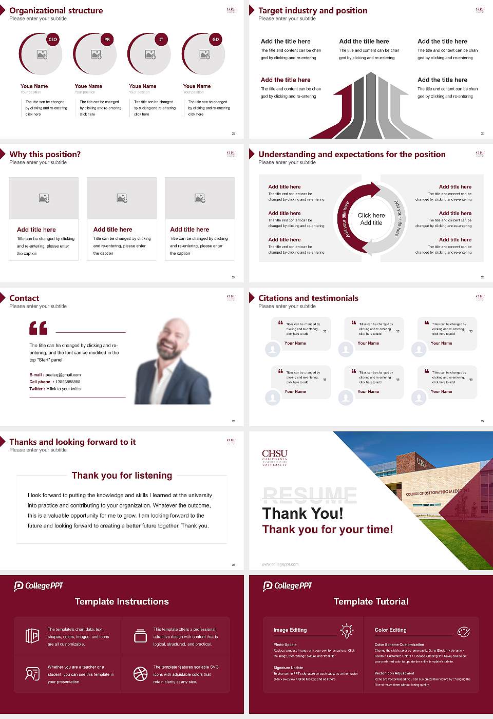 California Health Sciences University Resume PPT Template16:9 ratio PPT effect preview image4