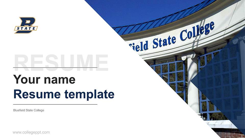 Bluefield State College Resume PPT Template16:9 ratio PPT effect preview image