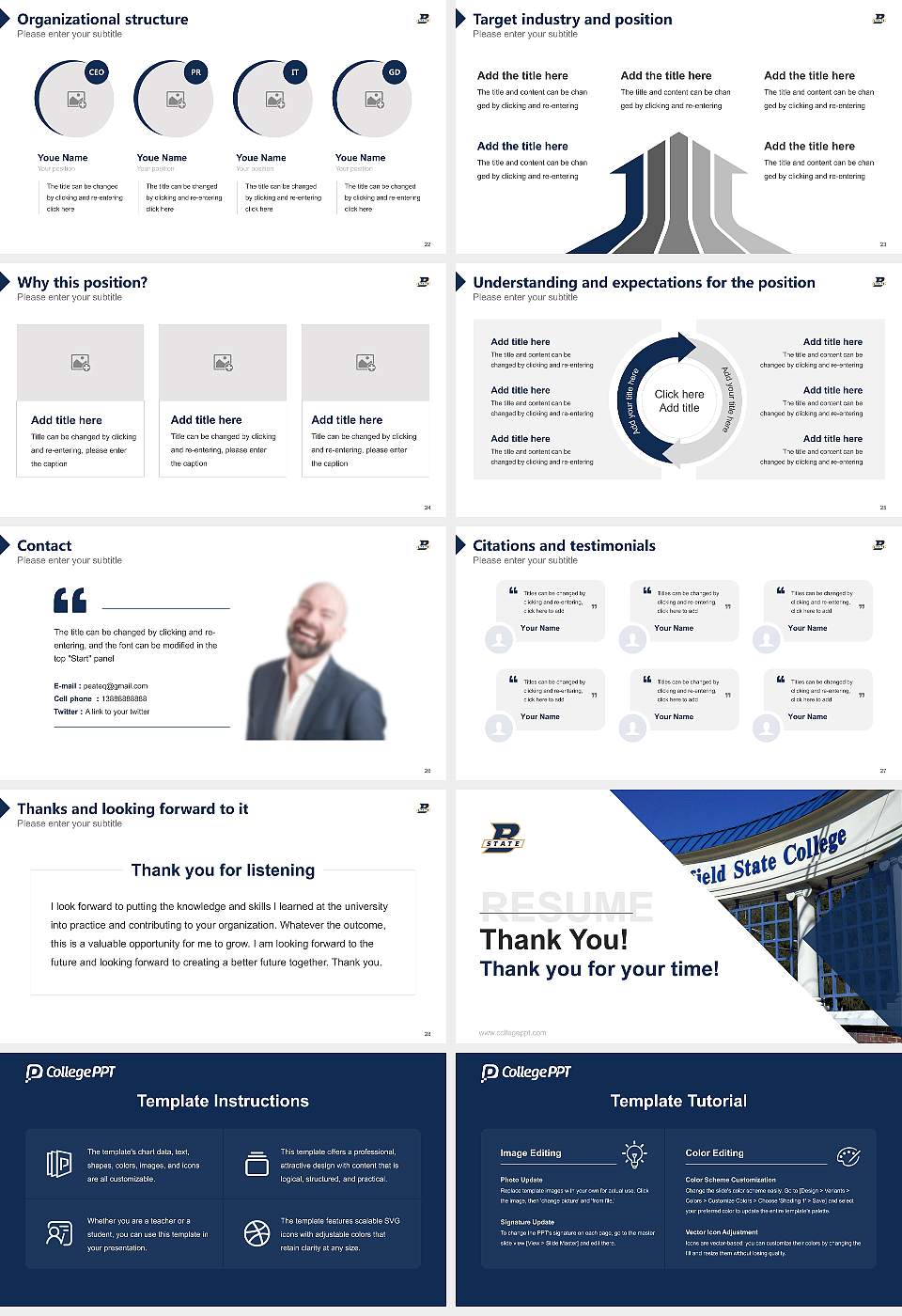 Bluefield State College Resume PPT Template16:9 ratio PPT effect preview image4