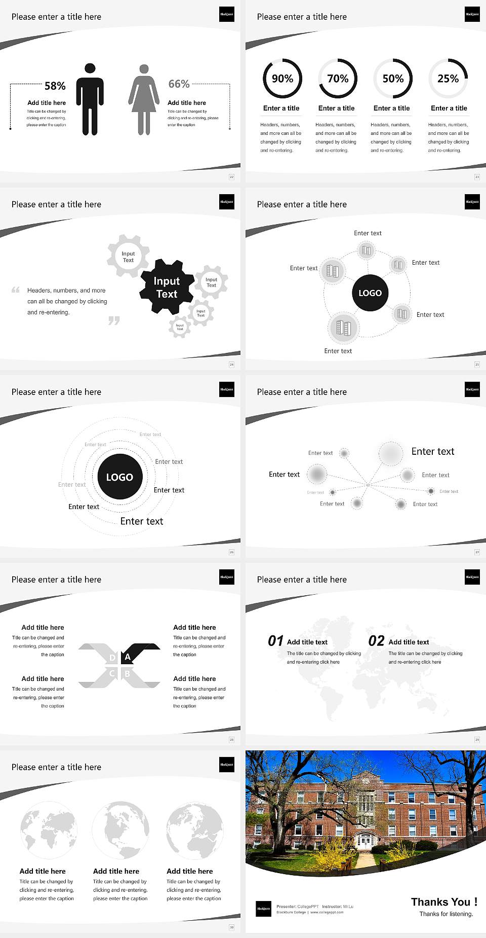 Blackburn College Course/Courseware Creation PPT Template4:3 ratio PPT effect preview image4