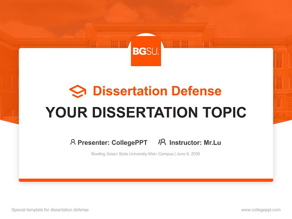 Bowling Green State University-Main Campus Graduation Thesis Defense PPT Template4:3 ratio PPT effect preview image7