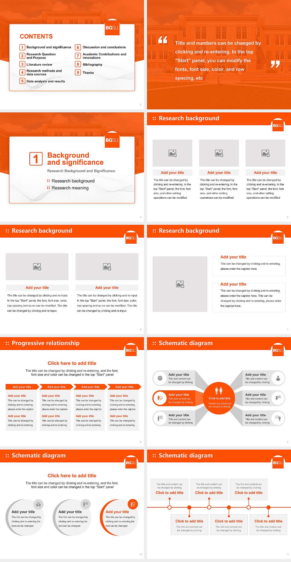 Bowling Green State University-Main Campus Graduation Thesis Defense PPT Template4:3 ratio PPT effect preview image2