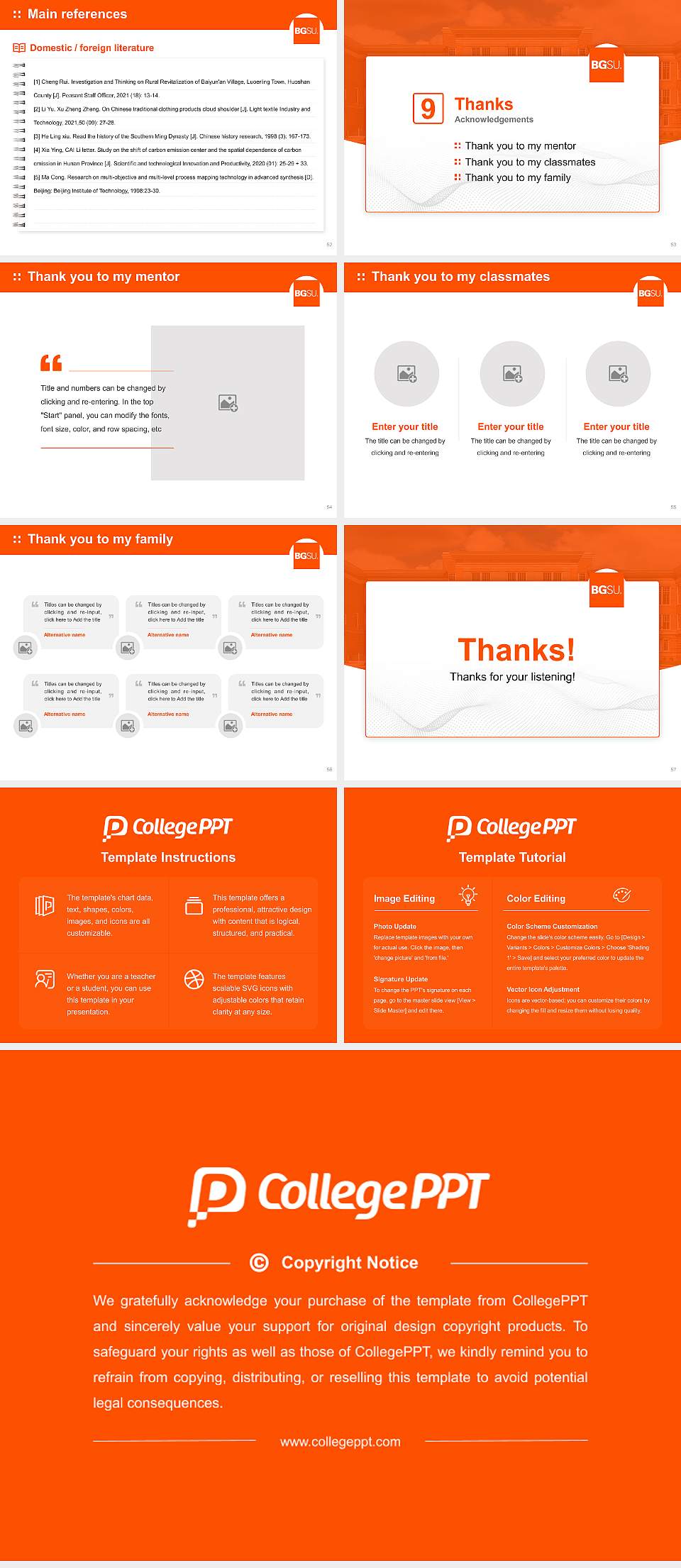 Bowling Green State University-Main Campus Graduation Thesis Defense PPT Template4:3 ratio PPT effect preview image7
