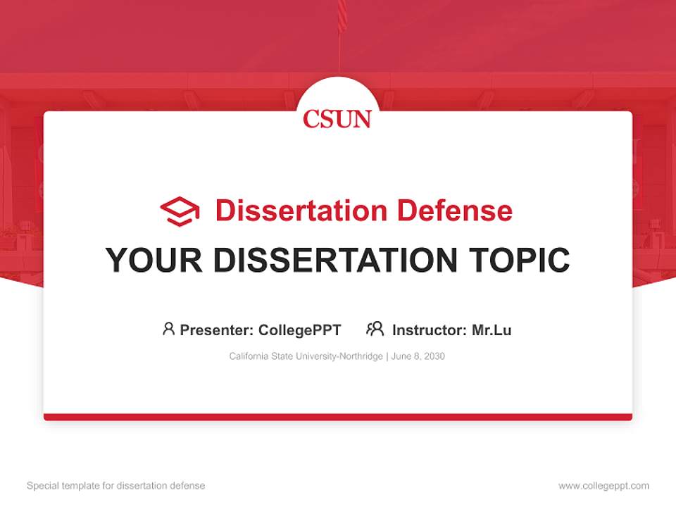 California State University-Northridge Graduation Thesis Defense PPT Template4:3 ratio PPT effect preview image7