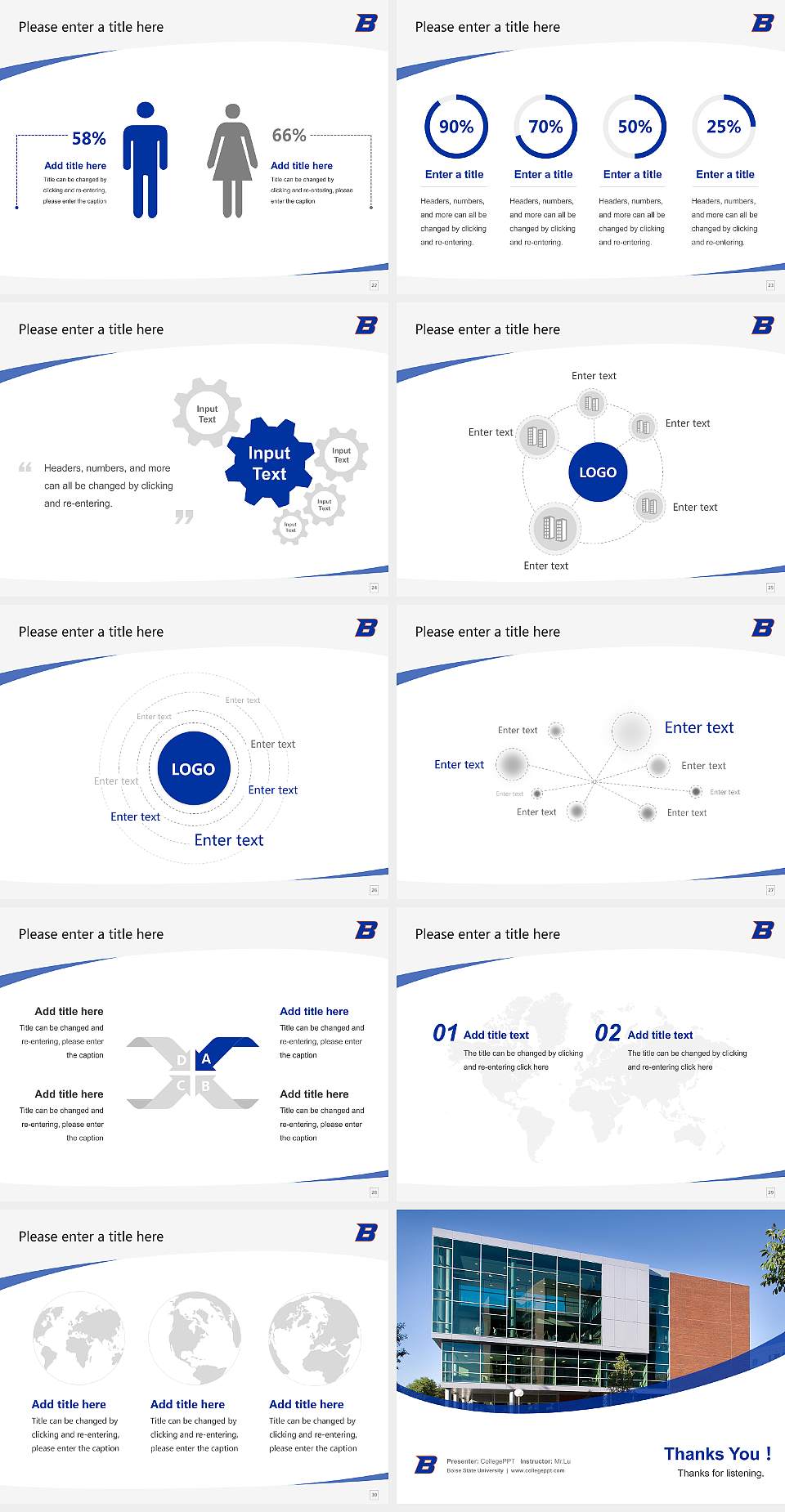 Boise State University Course/Courseware Creation PPT Template4:3 ratio PPT effect preview image4