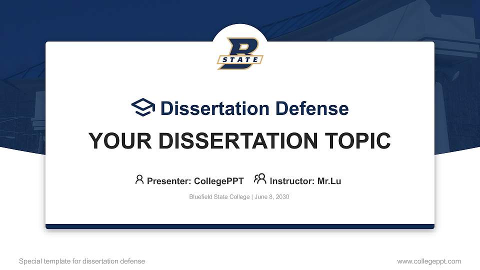 Bluefield State College Graduation Thesis Defense PPT Template16:9 ratio PPT effect preview image