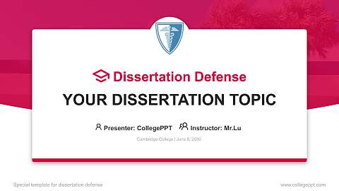 Cambridge College Graduation Thesis Defense PPT Template