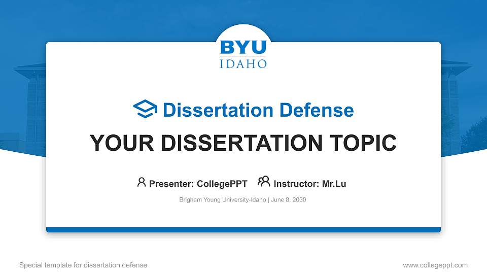 Brigham Young University-Idaho Graduation Thesis Defense PPT Template16:9 ratio PPT effect preview image