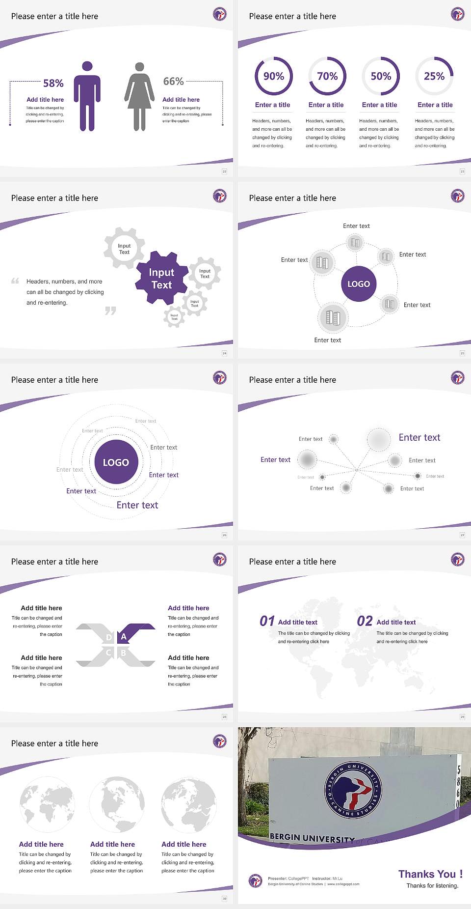 Bergin University of Canine Studies Course/Courseware Creation PPT Template4:3 ratio PPT effect preview image4