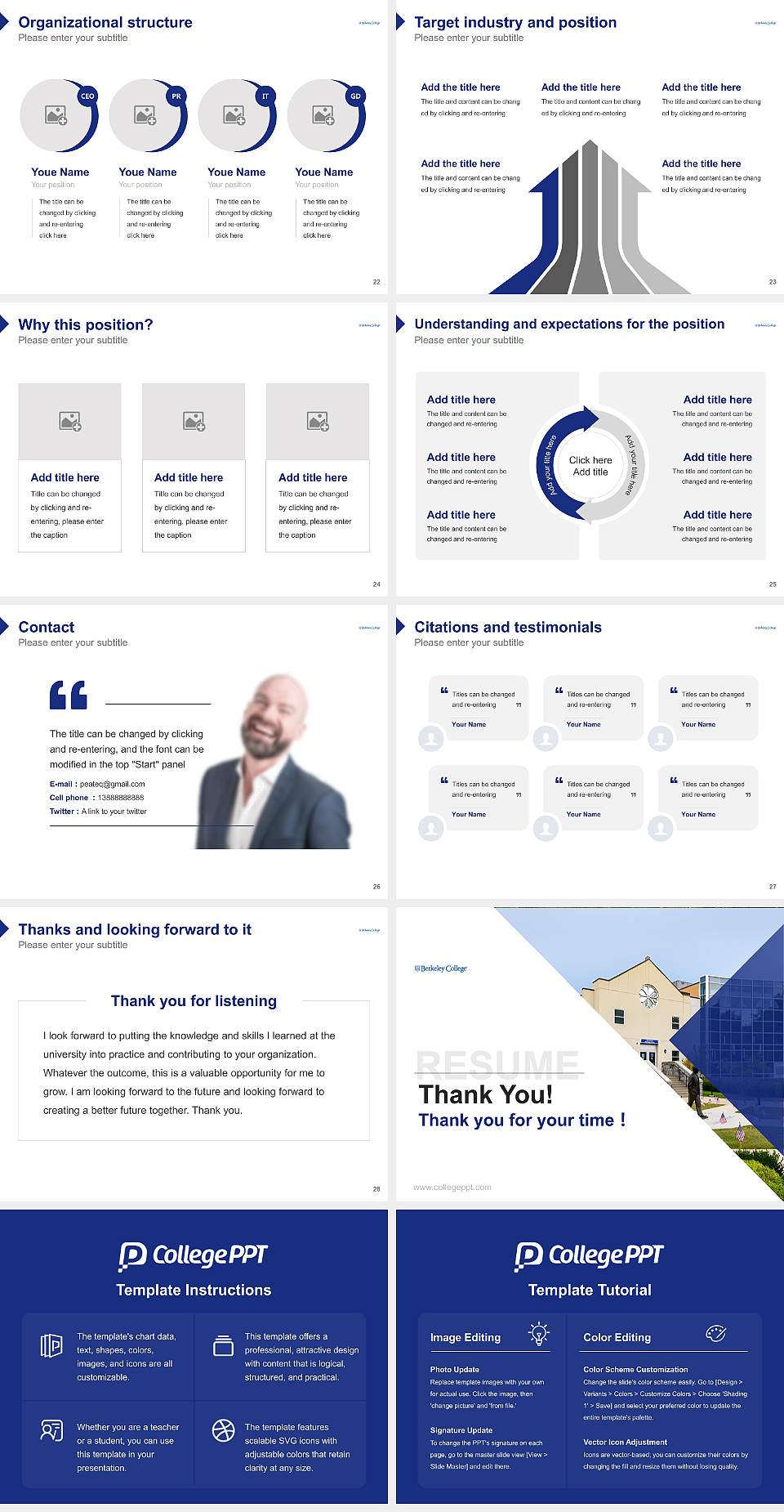 Berkeley College-Woodland Park Resume PPT Template4:3 ratio PPT effect preview image4