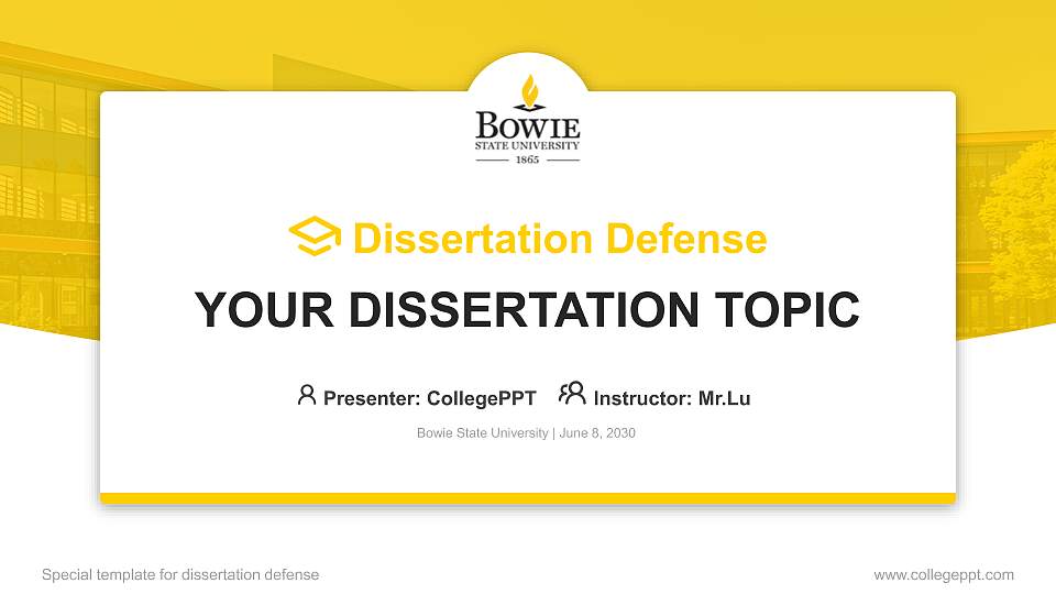 Bowie State University Graduation Thesis Defense PPT Template16:9 ratio PPT effect preview image