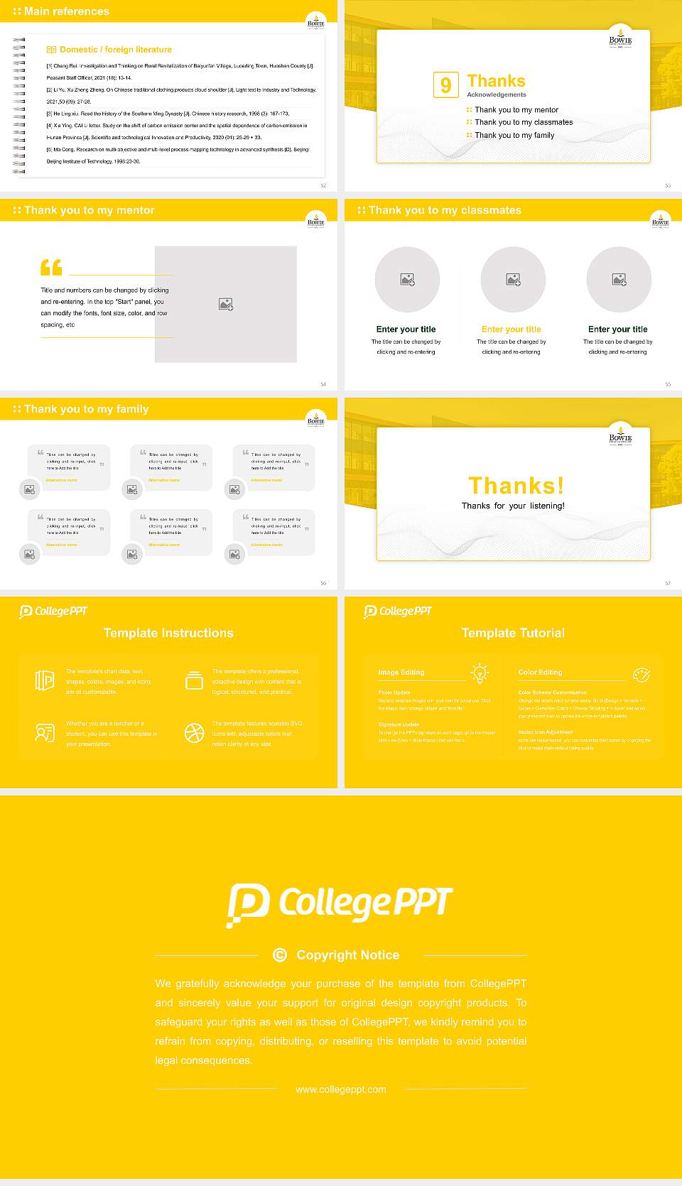 Bowie State University Graduation Thesis Defense PPT Template16:9 ratio PPT effect preview image7