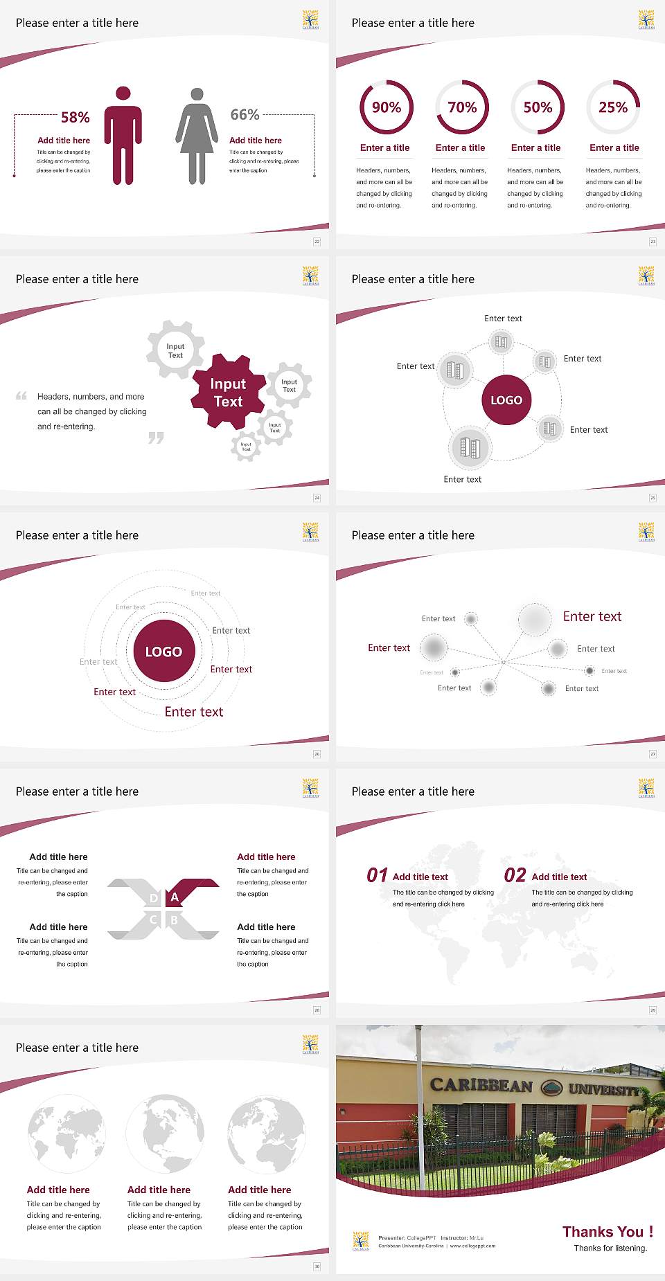 Caribbean University-Carolina Course/Courseware Creation PPT Template4:3 ratio PPT effect preview image4