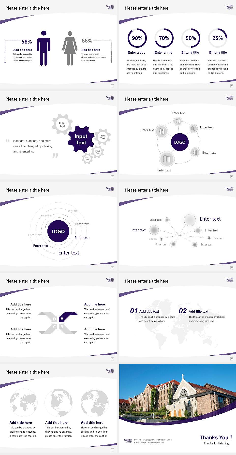 Carroll College Course/Courseware Creation PPT Template4:3 ratio PPT effect preview image4
