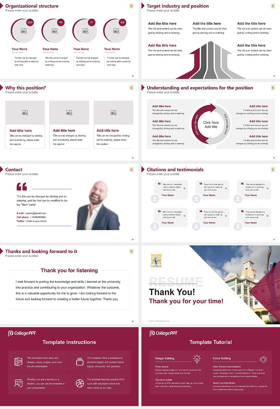 Caribbean University-Bayamon Resume PPT Template16:9 ratio PPT effect preview image4