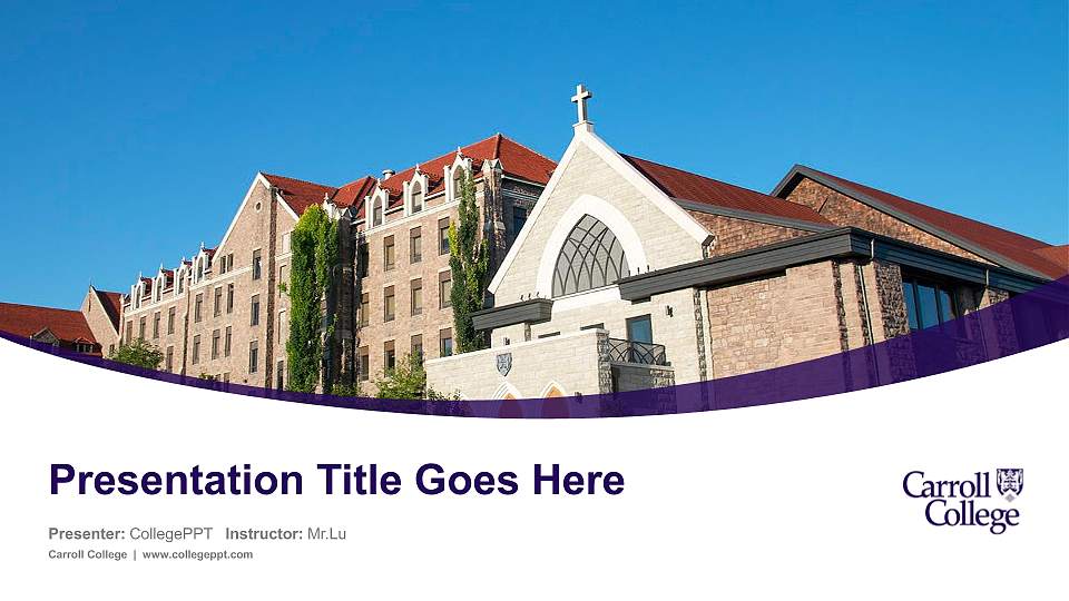 Carroll College Course/Courseware Creation PPT Template16:9 ratio PPT effect preview image