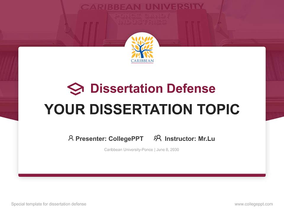 Caribbean University-Ponce Graduation Thesis Defense PPT Template4:3 ratio PPT effect preview image7