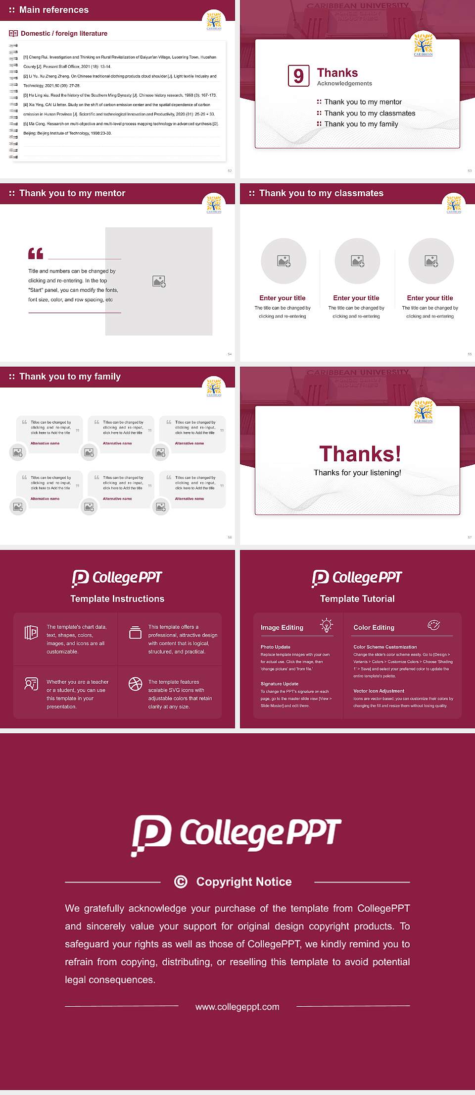 Caribbean University-Ponce Graduation Thesis Defense PPT Template4:3 ratio PPT effect preview image7