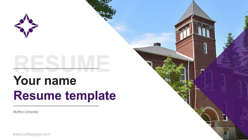 Bluffton University Resume PPT Template16:9 ratio PPT effect preview image