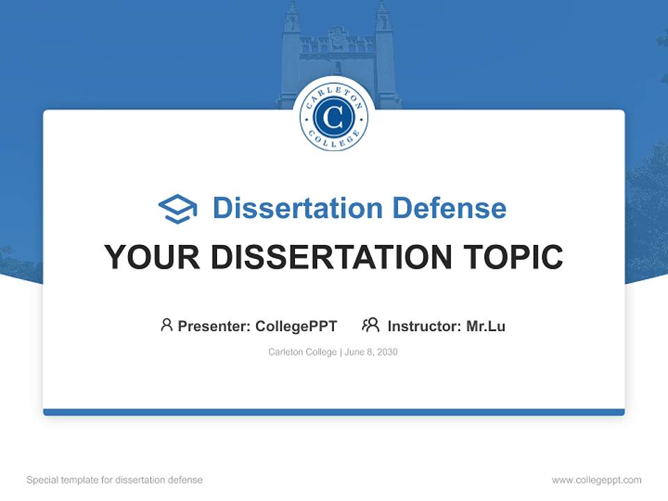 Carleton College Graduation Thesis Defense PPT Template4:3 ratio PPT effect preview image7