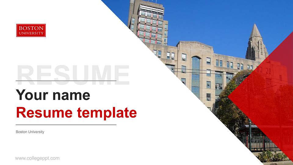 Boston University Resume PPT Template16:9 ratio PPT effect preview image